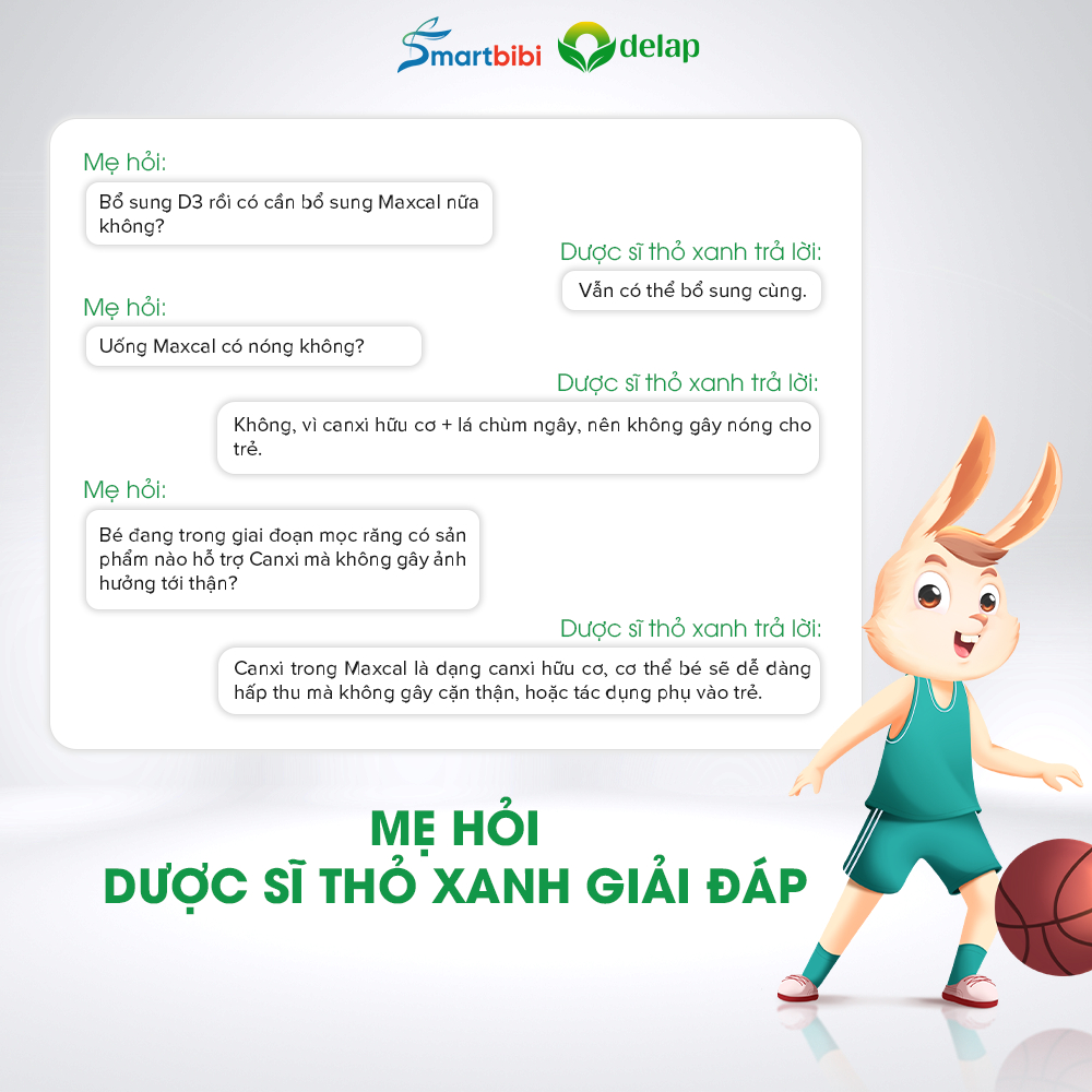 Smartbibi Maxcal- hỗ trợ xương răng chắc khoẻ - siro bổ sung vitamin d3 k2 và canxi cho bé