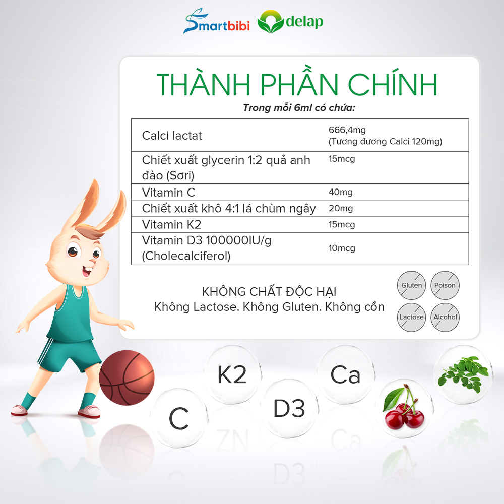 Smartbibi Maxcal- hỗ trợ xương răng chắc khoẻ - siro bổ sung vitamin d3 k2 và canxi cho bé