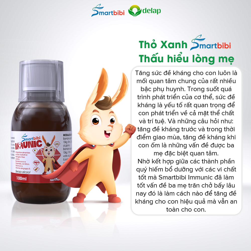 Combo siro tăng đề kháng Smartbibi Imunic bổ sung các vitamin và khoáng chất + chăn lông tuyết cao cấp