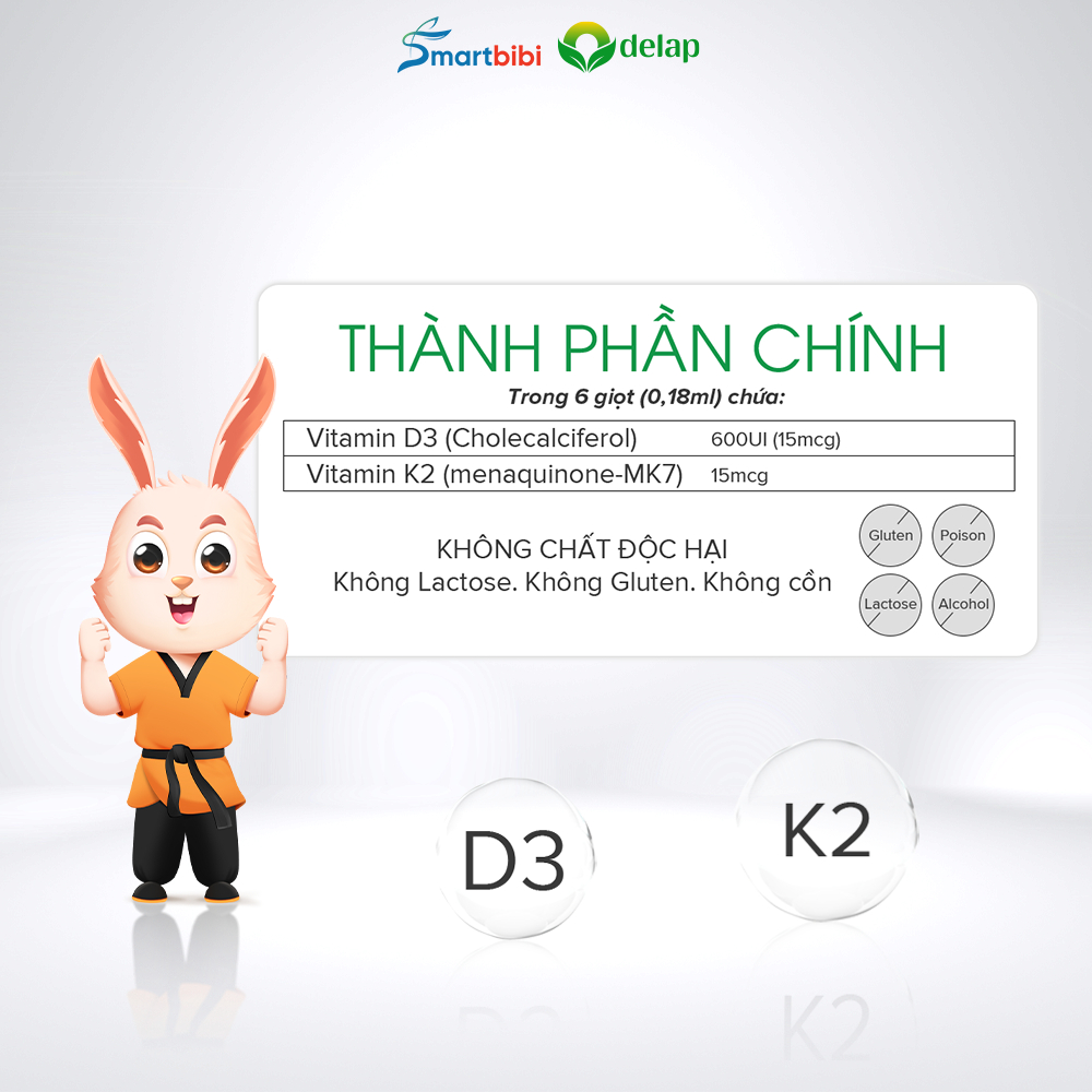 Smartbibi D3K2 Emuldrop - Hấp thu tốt hơn- Vóc dáng cao hơn