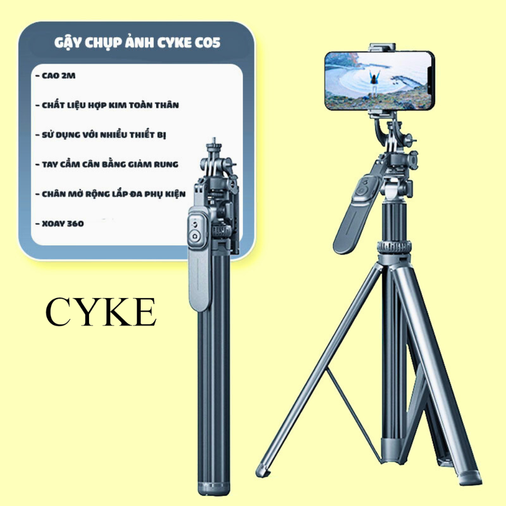 Tripod Đa Năng CYKE C05 Chất Liệu Hợp Kim Siêu Dài 2m