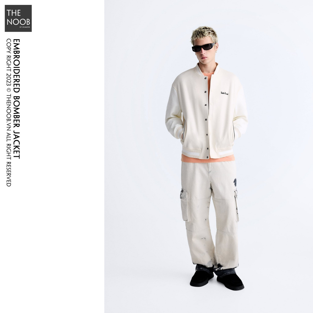 Áo Khoác Bomber Họa Tiết Cải Da Lộn - 2023AK96