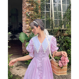 Váy xoè vintage cổ thuỷ thủ The Country Daydream Pink Dress vải cotton phối hoa
