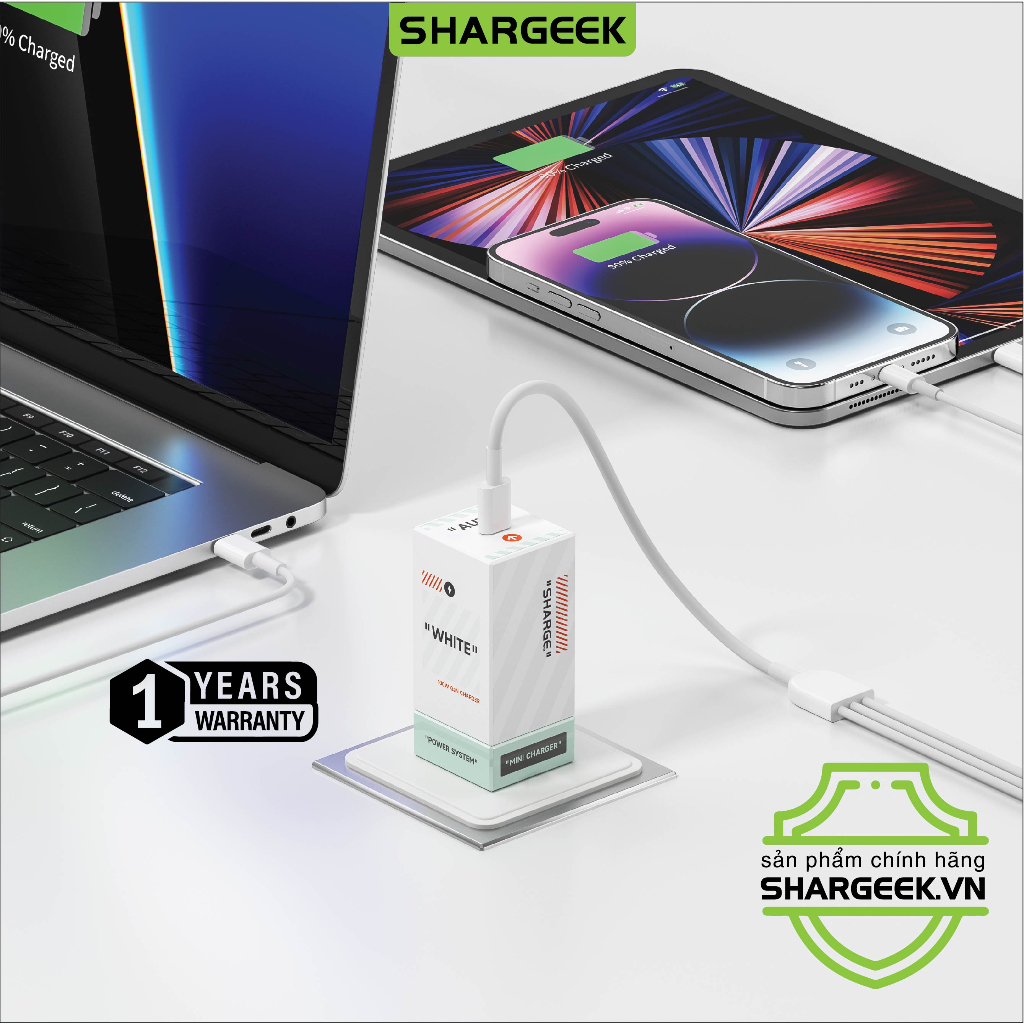 Củ Sạc Siêu Nhỏ 100W Phiên Bản Giới Hạn SHARGE WHITE EDITION |BH 12 Tháng