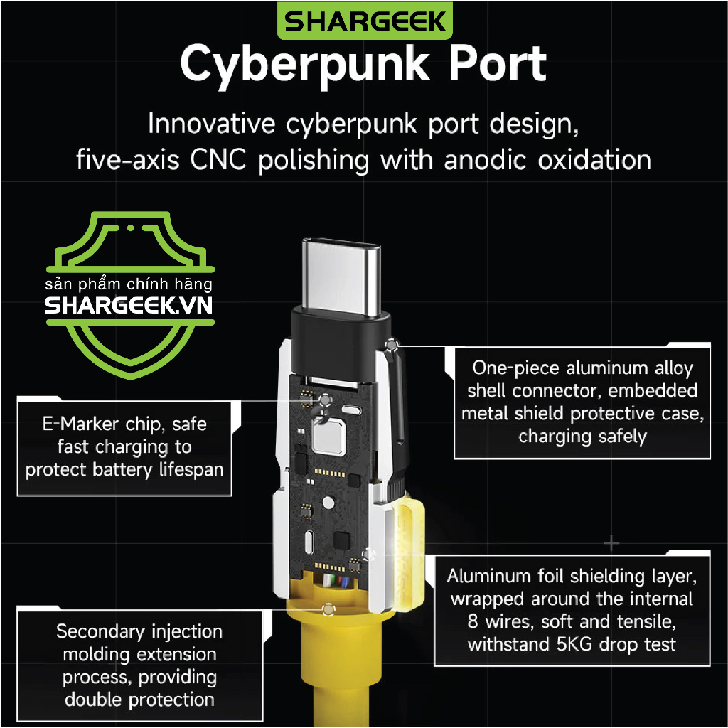 Cáp sạc 240W siêu nhanh SHARGE PHANTOM CtoC  | BH 12 tháng