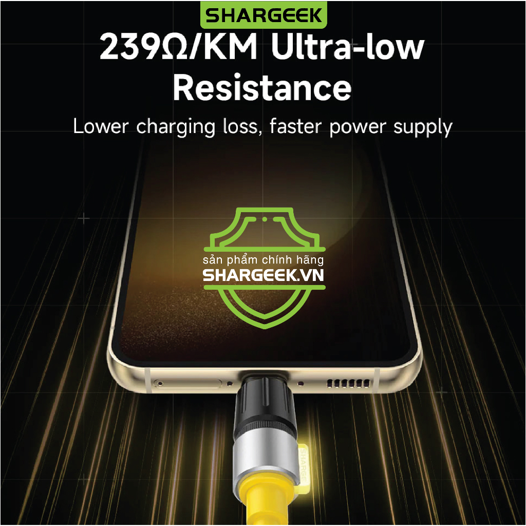 Cáp sạc 240W siêu nhanh SHARGE PHANTOM CtoC  | BH 12 tháng