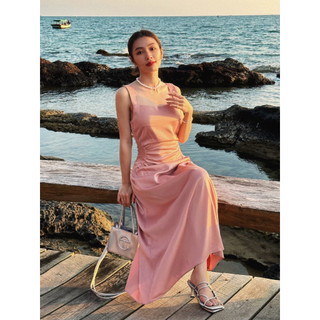 ZIEL Đầm hai dây cổ vuông vải lụa cao cấp, sang trọng | Salty Silk Dress