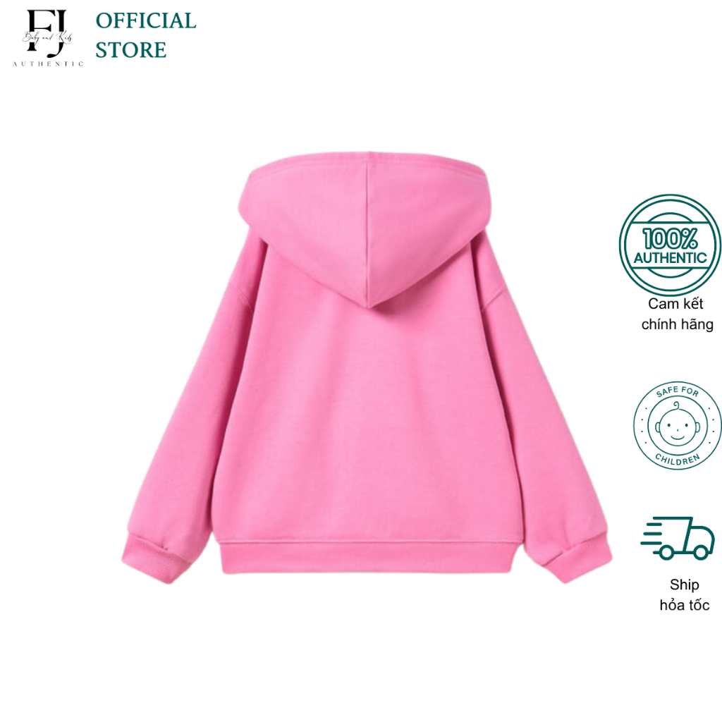 Áo khoác nỉ hồng bé gái ZARA áo hoodie siêu ấm chất liệu cotton chính hãng cho bé size 2-3 tuổi