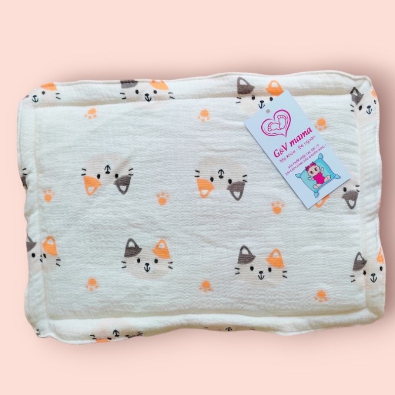 Gối khăn lót đầu sơ sinh cho bé yêu 0-1 tuổi xô muslin loại 1 êm mịn thoáng mát