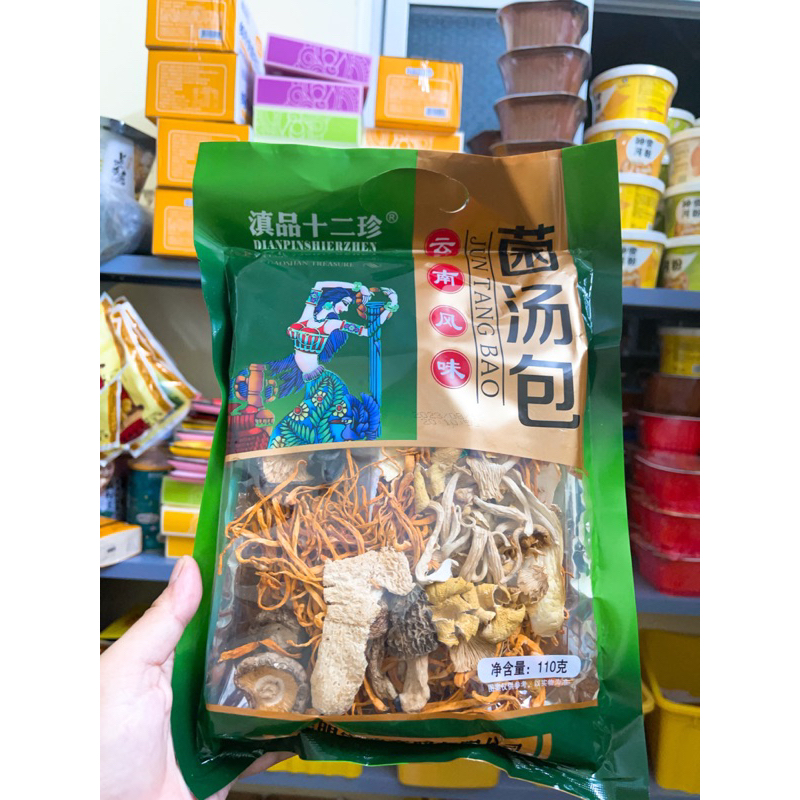 Gói Nấm Thiên Quý 12 vị hầm gà, nấu canh đại bổ 110g