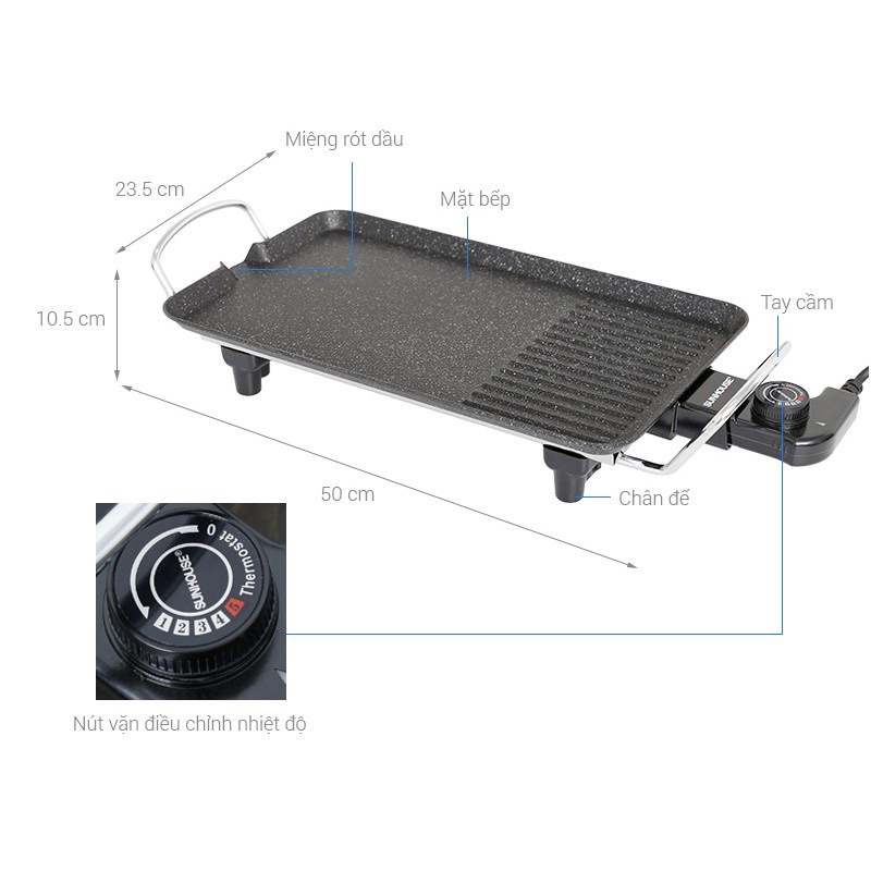Bếp nướng điện không khói Sunhouse shd4607 công suất 1500W chính hãng