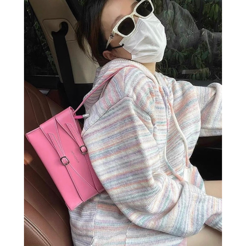 Áo khoác len có mũ zip loang form rộng style Hàn