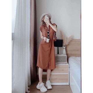 ĐẦM XUÔNG CỔ SƠ MI 2 TÚI