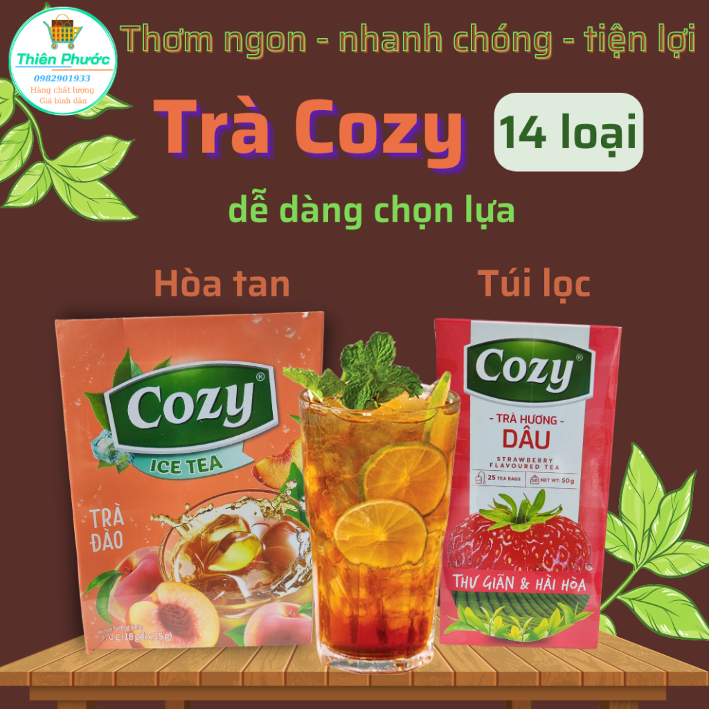 Trà cozy đào, bí đao, chanh gói 400g - đậm vị, pha nhanh, uống liền