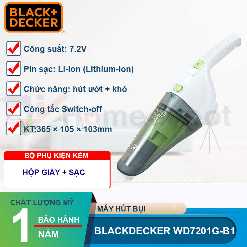 Máy hút bụi dùng pin Black&Decker WD7201G-B1