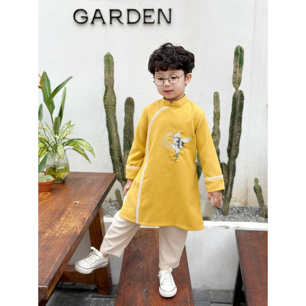 Áo dài nhung 🔥SALE SỐC🔥 thêu hạc chất liệu nhung tăm cao cấp - Áo Dài Cho Bé Baby Store - ADB02