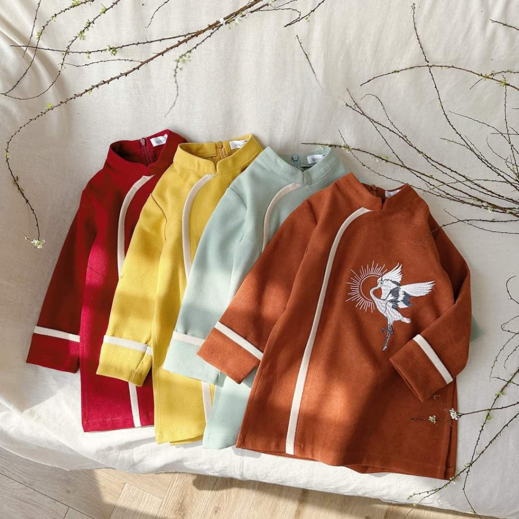 Áo dài nhung 🔥SALE SỐC🔥 thêu hạc chất liệu nhung tăm cao cấp - Áo Dài Cho Bé Baby Store - ADB02