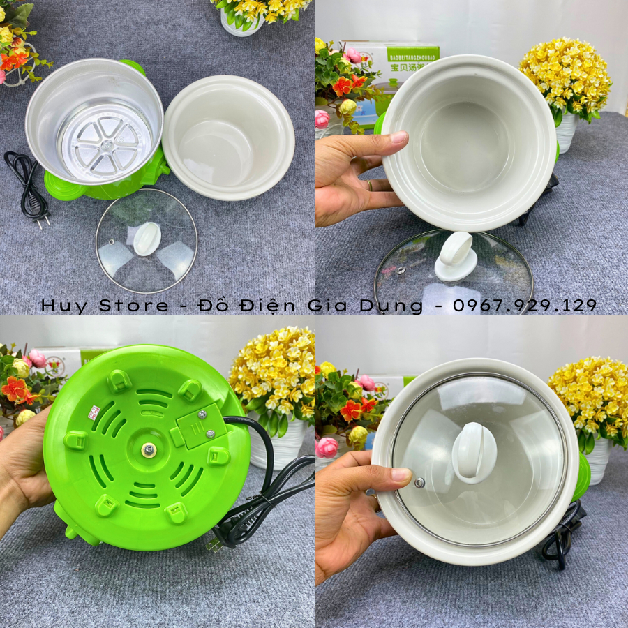 Nồi Kho Cá Nấu Cháo Chậm Baby Electric Cooker 1.5 - 2.5 , Nồi Kho Cá Baby Electric Cooker Đa Năng Màu Xanh Lá Huy Store