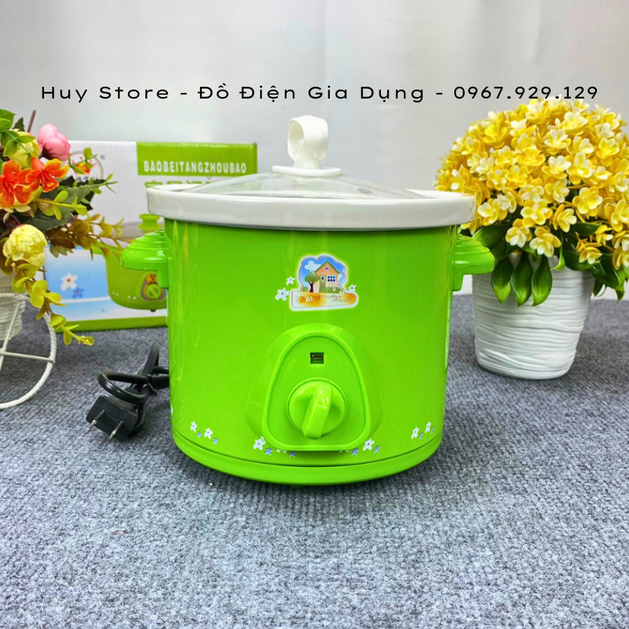 Nồi Kho Cá Nấu Cháo Chậm Baby Electric Cooker 1.5 - 2.5 , Nồi Kho Cá Baby Electric Cooker Đa Năng Màu Xanh Lá Huy Store