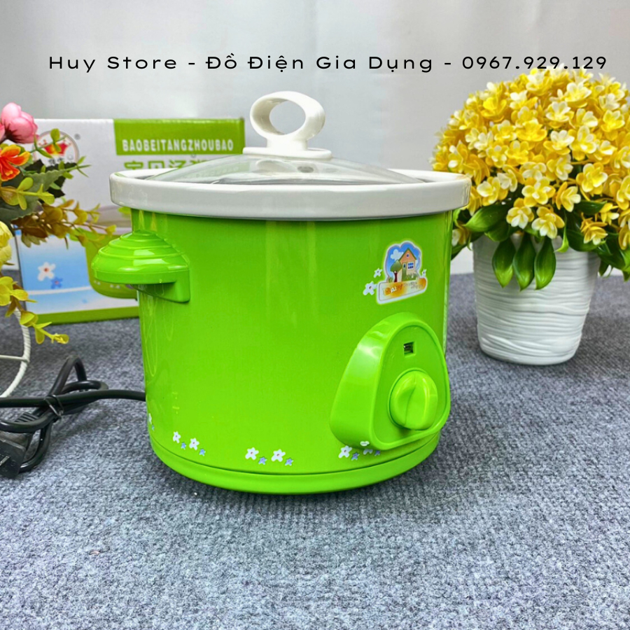 Nồi Kho Cá Nấu Cháo Chậm Baby Electric Cooker 1.5 - 2.5 , Nồi Kho Cá Baby Electric Cooker Đa Năng Màu Xanh Lá Huy Store