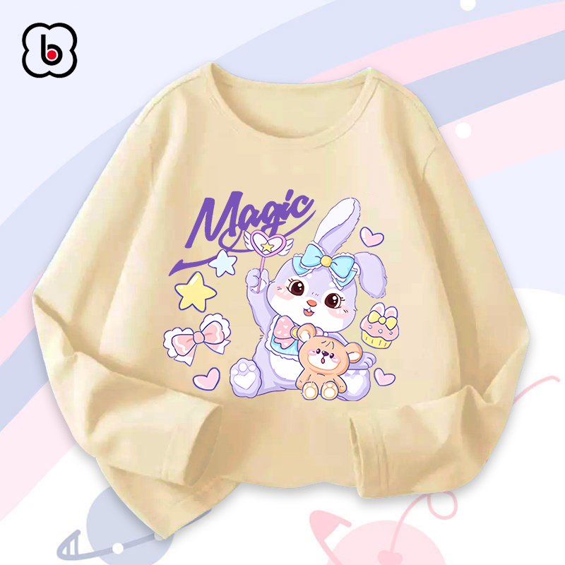 Áo dài tay bé gái BabyloveGO mẫu mới 2024 áo thu đông cổ tròn chất thun cotton in hình cute dễ thương