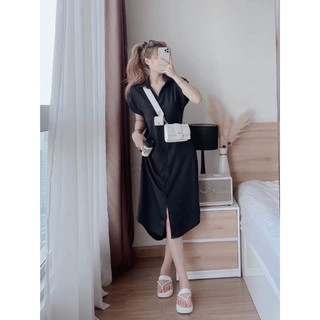 ĐẦM XUÔNG CỔ SƠ MI 2 TÚI