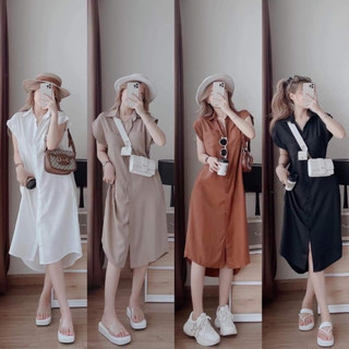 ĐẦM XUÔNG CỔ SƠ MI 2 TÚI