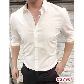 Áo sơ mi nam trơn dài tay vải lụa mềm mịn chuẩn from đơn giản mẫu-MLB SHOP