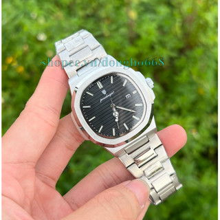 Đồng Hồ Nam Poedagar chính hãng dây đeo đúc bằng thép không gỉ có lịch, kim dạ quang, có chống nước