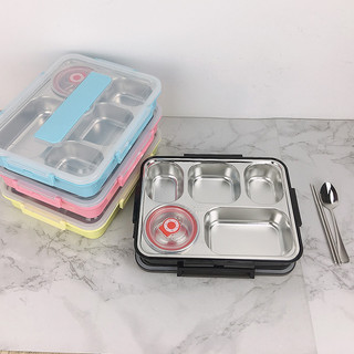 Khay Cơm Văn Phòng Xí Nghiệp 5 Ngăn Inox Cao Cấp 304, Sâu Lòng, Đảm Bảo Vệ Sinh