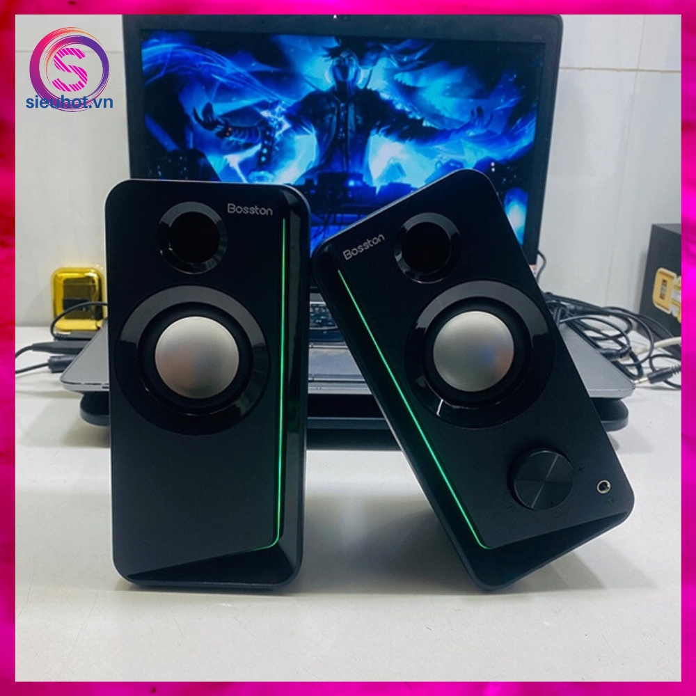 Loa Máy Vi Tính 2.0 Có Dây Bluetooth BOSSTON Z203BT Led RGB Loa Nghe Nhạc Pc Laptop Để Bàn Mini Gaming Bass Mạnh