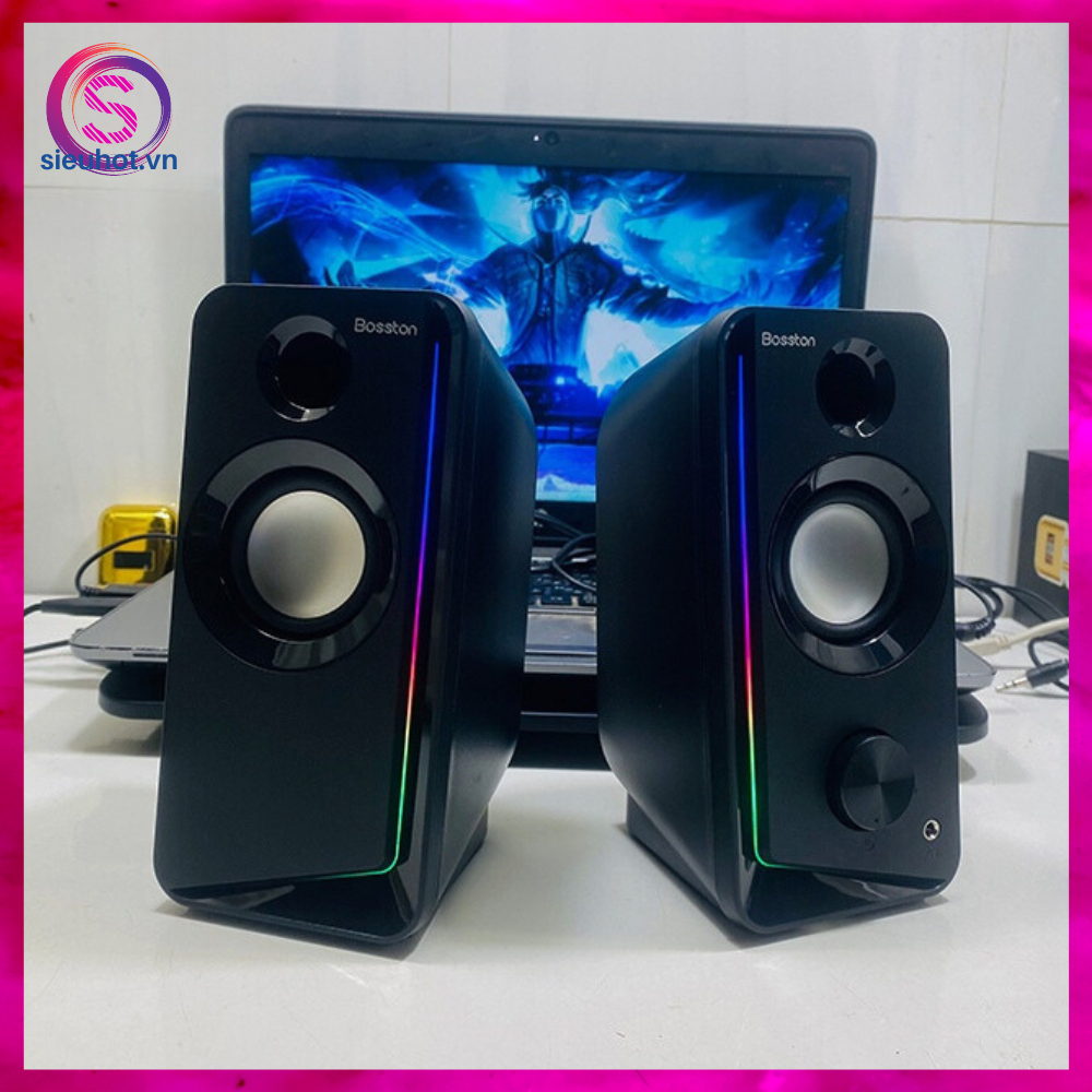 Loa Máy Vi Tính 2.0 Có Dây Bluetooth BOSSTON Z203BT Led RGB Loa Nghe Nhạc Pc Laptop Để Bàn Mini Gaming Bass Mạnh