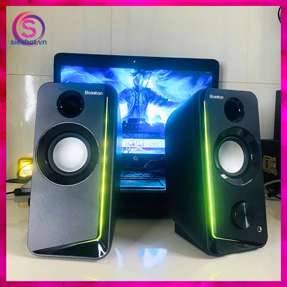 Loa Máy Vi Tính 2.0 Có Dây Bluetooth BOSSTON Z203BT Led RGB Loa Nghe Nhạc Pc Laptop Để Bàn Mini Gaming Bass Mạnh