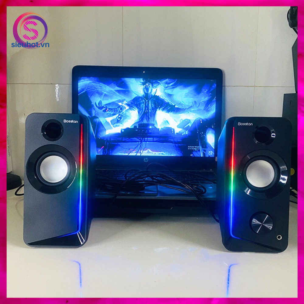 Loa Máy Vi Tính 2.0 Có Dây Bluetooth BOSSTON Z203BT Led RGB Loa Nghe Nhạc Pc Laptop Để Bàn Mini Gaming Bass Mạnh