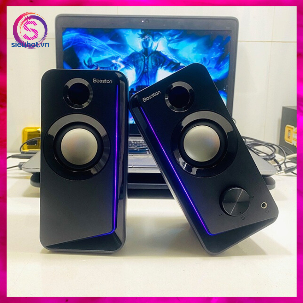Loa Máy Vi Tính 2.0 Có Dây Bluetooth BOSSTON Z203BT Led RGB Loa Nghe Nhạc Pc Laptop Để Bàn Mini Gaming Bass Mạnh