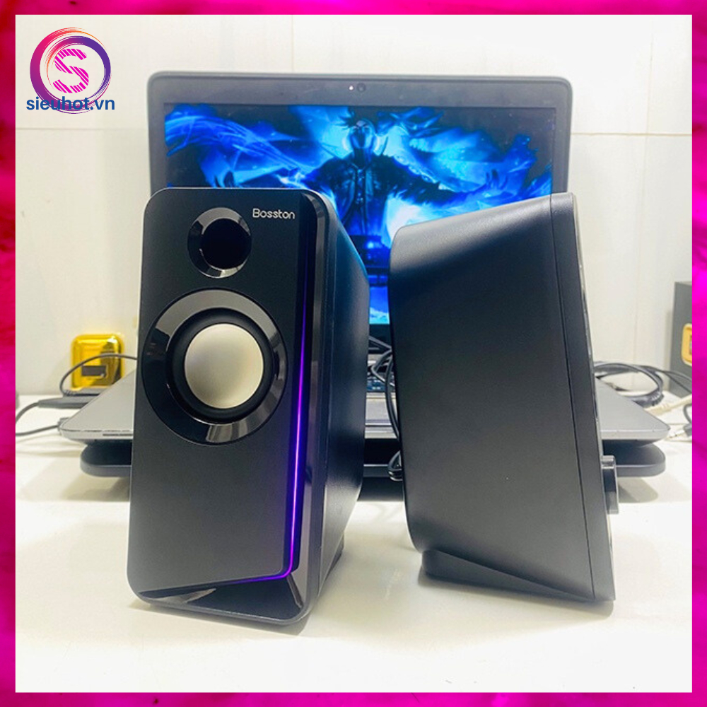 Loa Máy Vi Tính 2.0 Có Dây Bluetooth BOSSTON Z203BT Led RGB Loa Nghe Nhạc Pc Laptop Để Bàn Mini Gaming Bass Mạnh