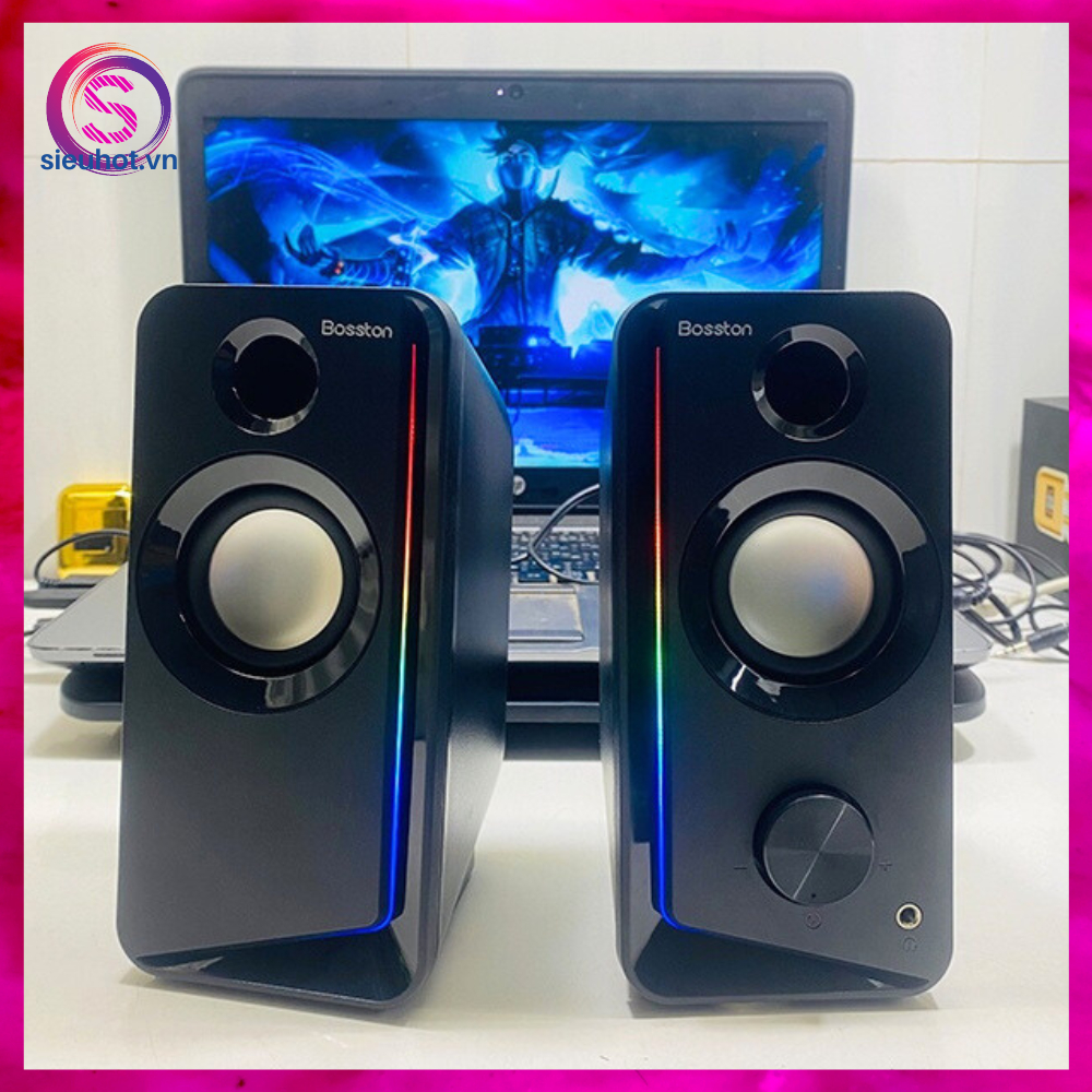 Loa Máy Vi Tính 2.0 Có Dây Bluetooth BOSSTON Z203BT Led RGB Loa Nghe Nhạc Pc Laptop Để Bàn Mini Gaming Bass Mạnh