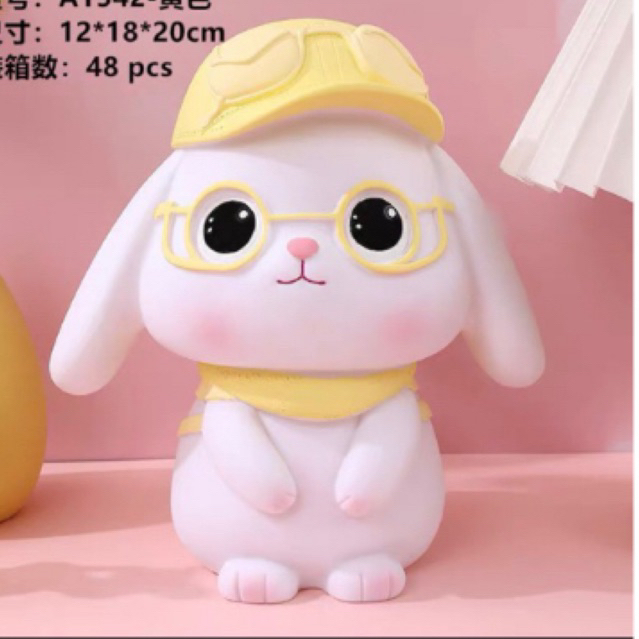 Tượng thạch cao tô màu thỏ đội mũ size lớn XXL