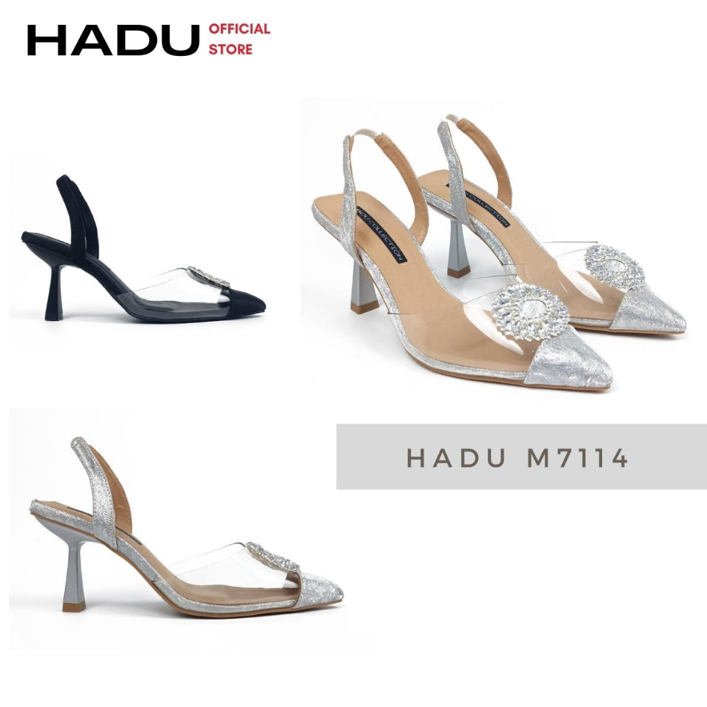 Giày Sandal Cao Gót Phối Mika 7P, Khóa Tròn Đính Đá MAVIES HADU M7114, BH 24 Tháng