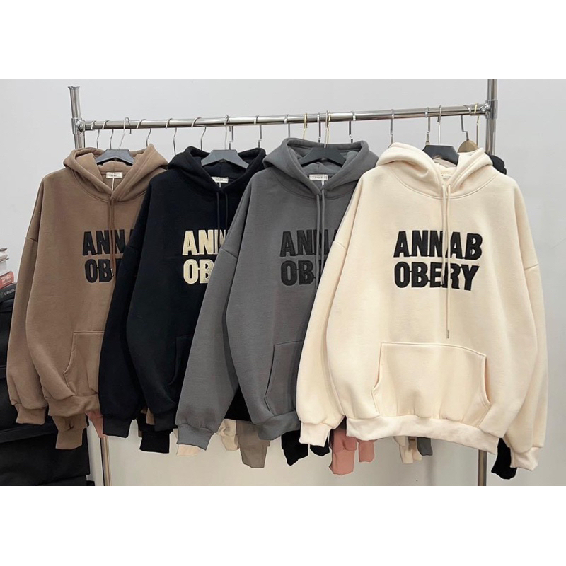 Áo hoodie form rộng tay bồng mũ hai lớp - ANMAB