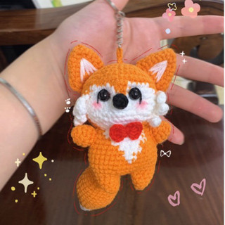 Móc khoá con cáo đeo nơ len cutie 🦊