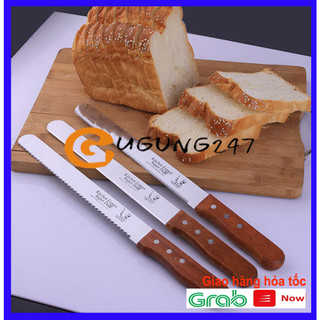Dao răng cưa cắt bánh đa năng bằng thép không gỉ cán gỗ nhiều kích thước