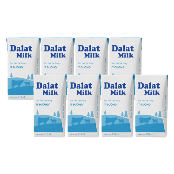 Sữa tươi Đà Lạt milk Ít Đường hộp 110ml