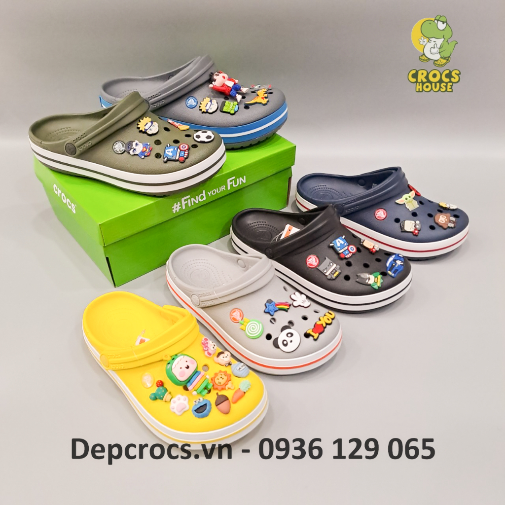 Dép crocband 2.0 unisex chính hãng bền nhẹ thiết kế đế chống trơn trượt tặng kèm 10 jibbitz 2D - Crocs House