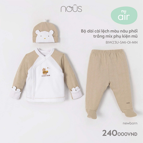 Bộ Nous NEWBORN CÀI LỆCH, CÀI CHÉO các mẫu, Suzybaby