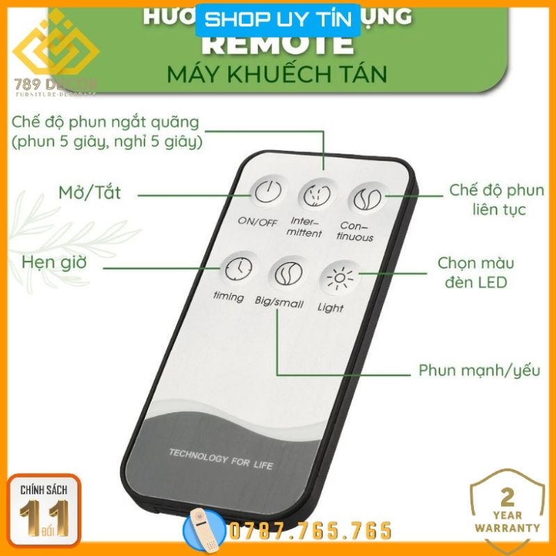 Máy xông tinh dầu hình trụ có đèn đổi màu