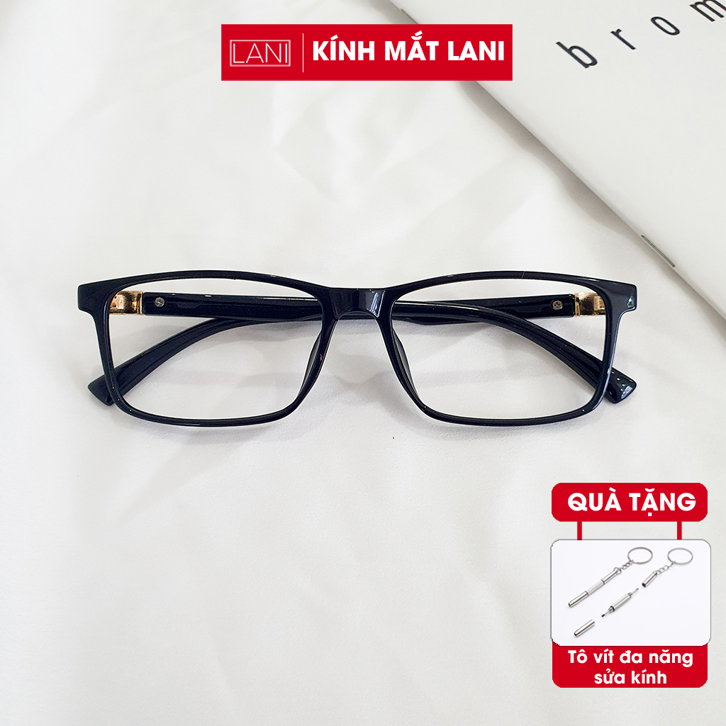 Gọng Kính Cận nam nữ nhựa Dẻo vuông càng bản to LANI 214 Dáng Vuông Basic