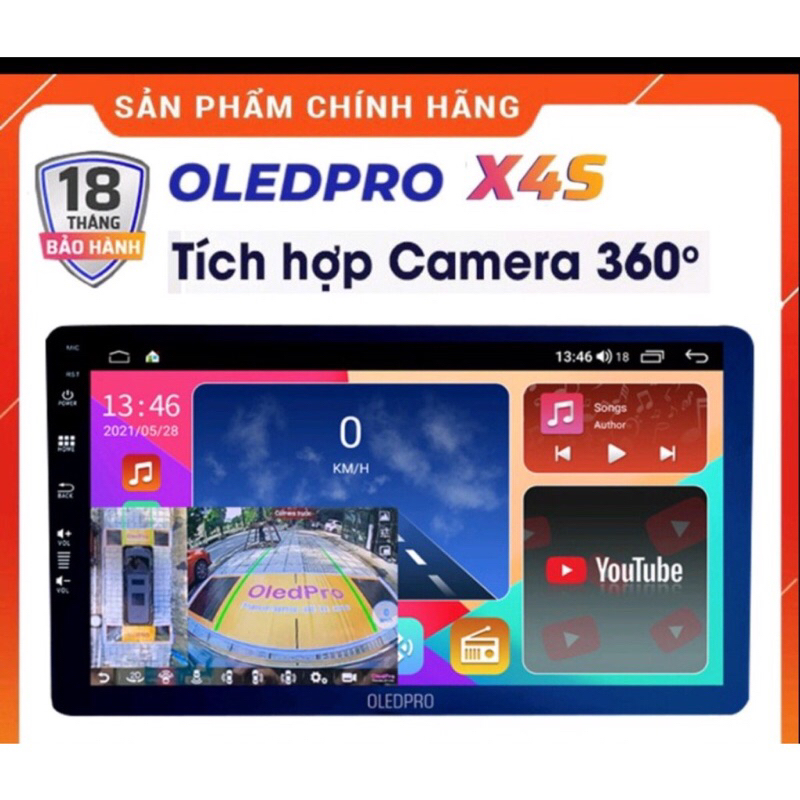 Màn hình ô tô OLEDPRO X4S tích hợp camera 360 9in ram4-32 chip 8nhân