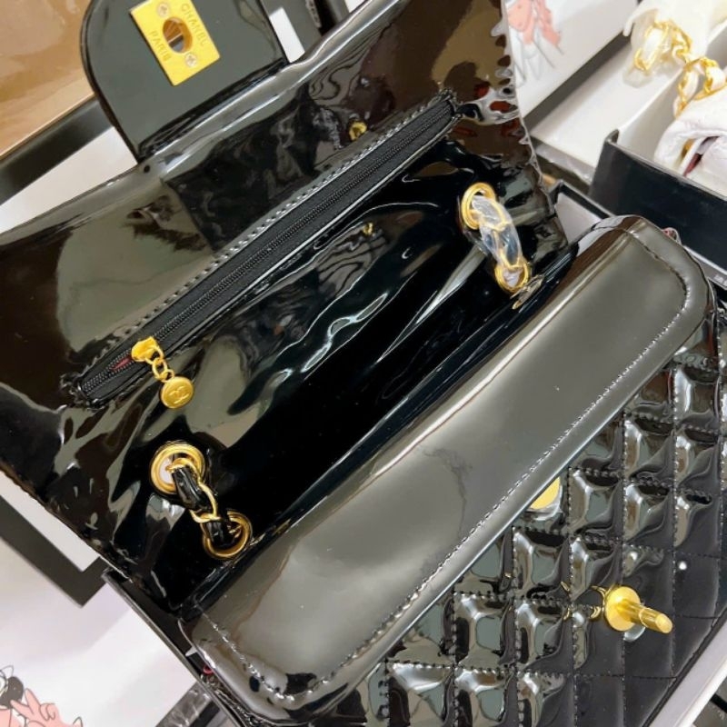 Túi đeo vai đeo chéo classic da bóng ô trám xịn sò 25,5cm hộp như hình