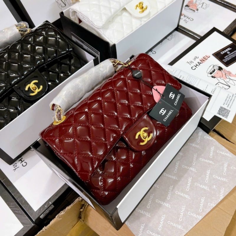 Túi đeo vai đeo chéo classic da bóng ô trám xịn sò 25,5cm hộp như hình